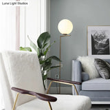 Gold Opal Glass Living Room Floor Lamp - Contemporary Stand With 1-Light