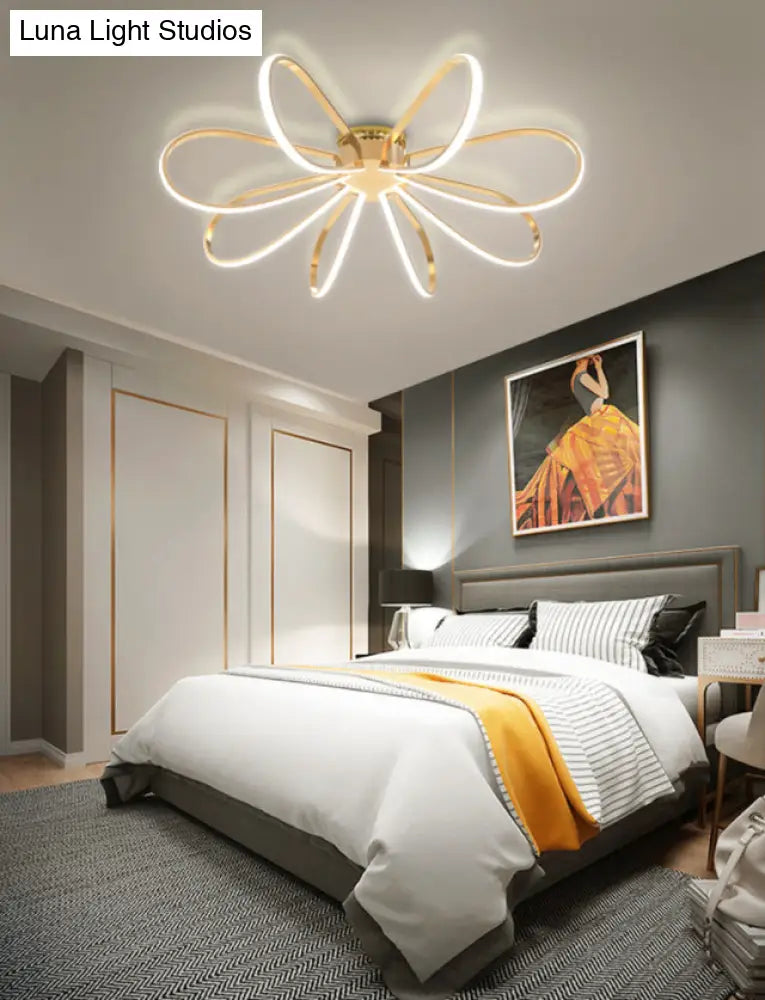 Gold Petal Acrylic Flush Mount Ceiling Light - Modern Led Fixture