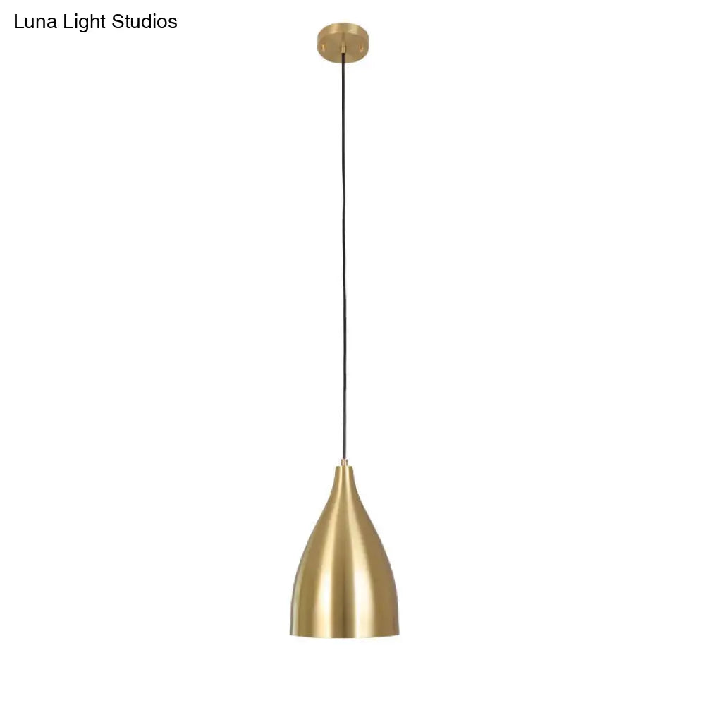 Modern Gold Plated Bullet-Shaped Hanging Lamp Pendant For Restaurants