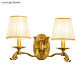 Gold Pleated Cone Wall Sconce With Traditional Style For Living Room