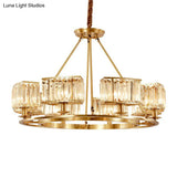 Gold Round Chandelier Pendant Light With Contemporary K9 Crystal For Elegant Living Room Décor