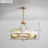 Gold Round Chandelier Pendant Light With Contemporary K9 Crystal For Elegant Living Room Décor