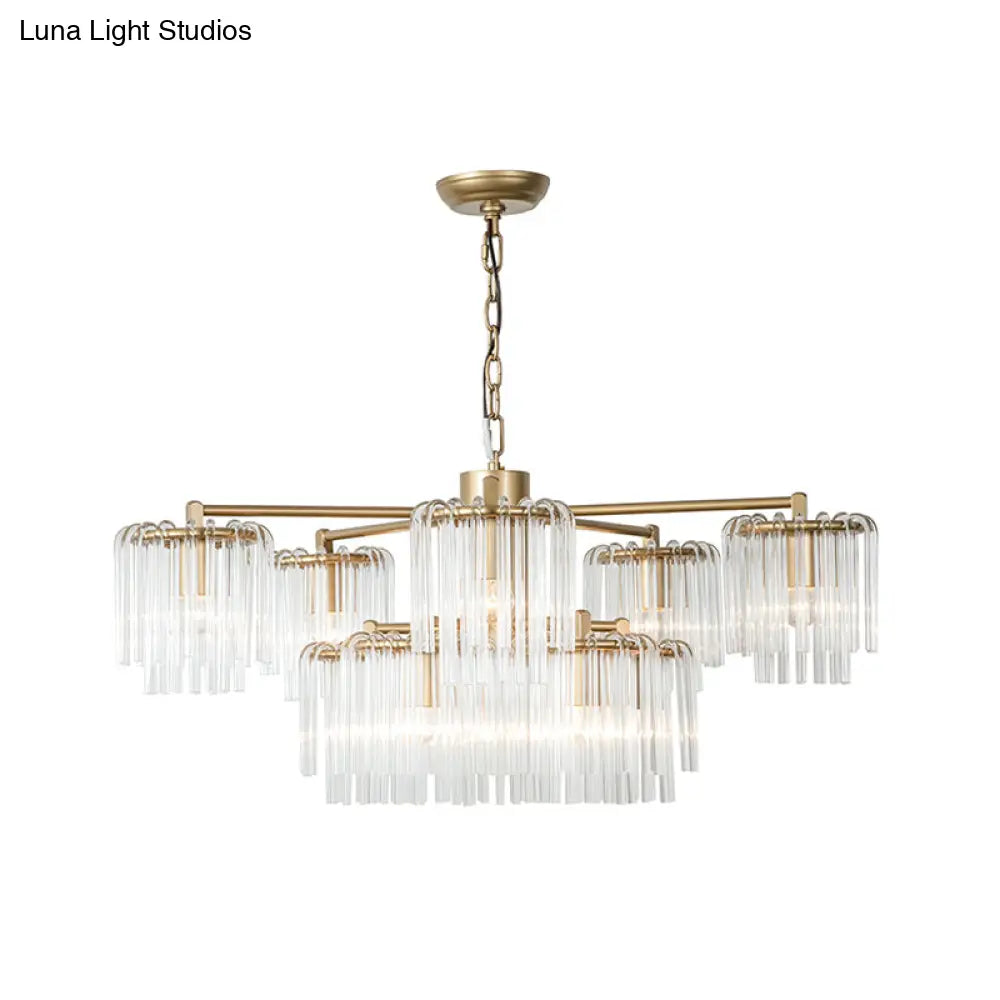 Gold Rustic Chandelier Pendant Light With Crystal Circular Design - 6/7/10 Lights For Bedroom