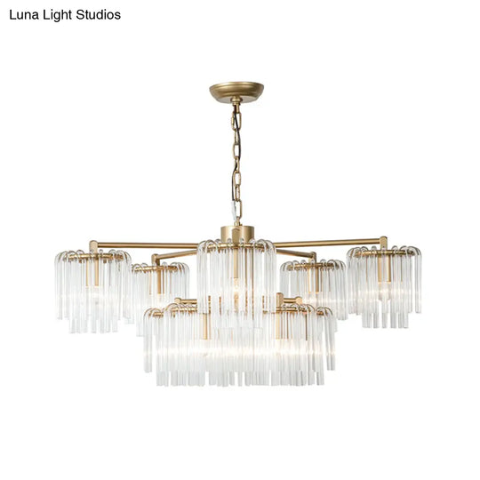 Gold Rustic Chandelier Pendant Light With Crystal Circular Design - 6/7/10 Lights For Bedroom