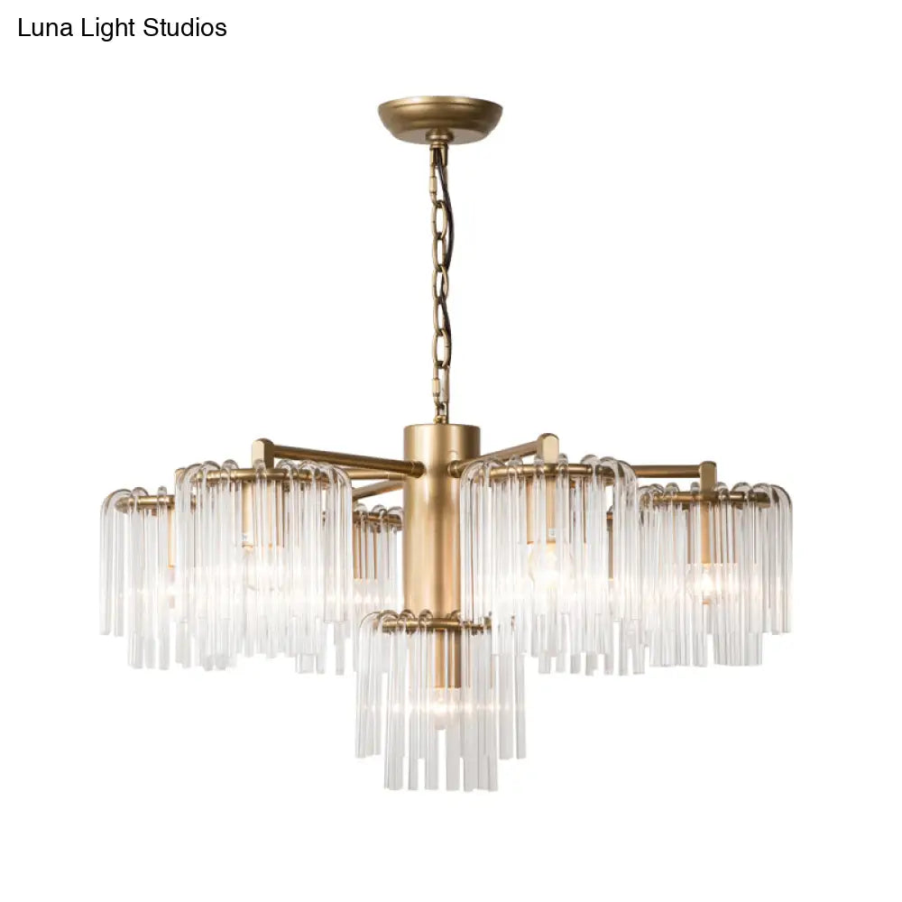 Gold Rustic Chandelier Pendant Light With Crystal Circular Design - 6/7/10 Lights For Bedroom