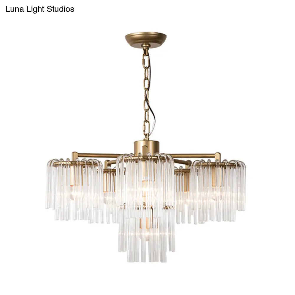 Gold Rustic Chandelier Pendant Light With Crystal Circular Design - 6/7/10 Lights For Bedroom