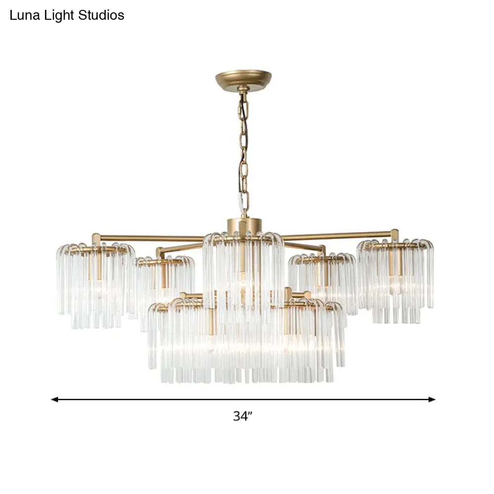 Gold Rustic Chandelier Pendant Light With Crystal Circular Design - 6/7/10 Lights For Bedroom