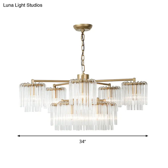 Gold Rustic Chandelier Pendant Light With Crystal Circular Design - 6/7/10 Lights For Bedroom