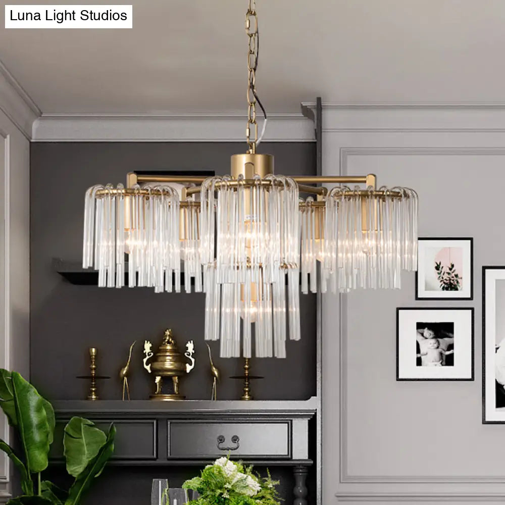 Gold Rustic Chandelier Pendant Light With Crystal Circular Design - 6/7/10 Lights For Bedroom