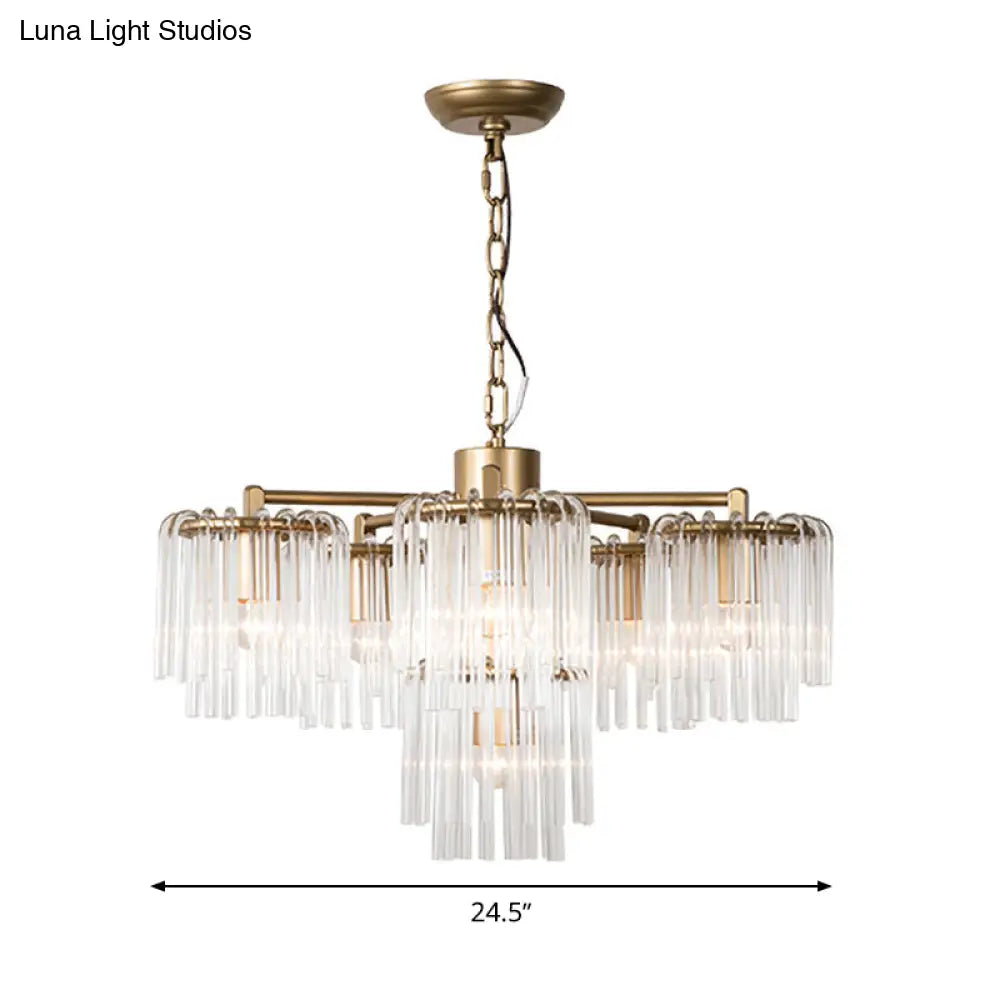 Gold Rustic Chandelier Pendant Light With Crystal Circular Design - 6/7/10 Lights For Bedroom