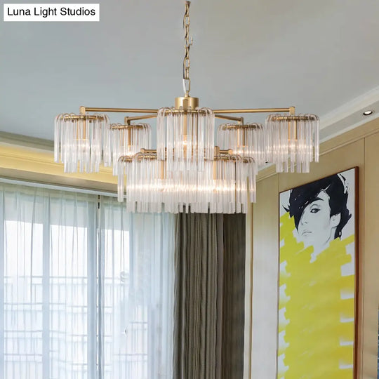 Gold Rustic Chandelier Pendant Light With Crystal Circular Design - 6/7/10 Lights For Bedroom