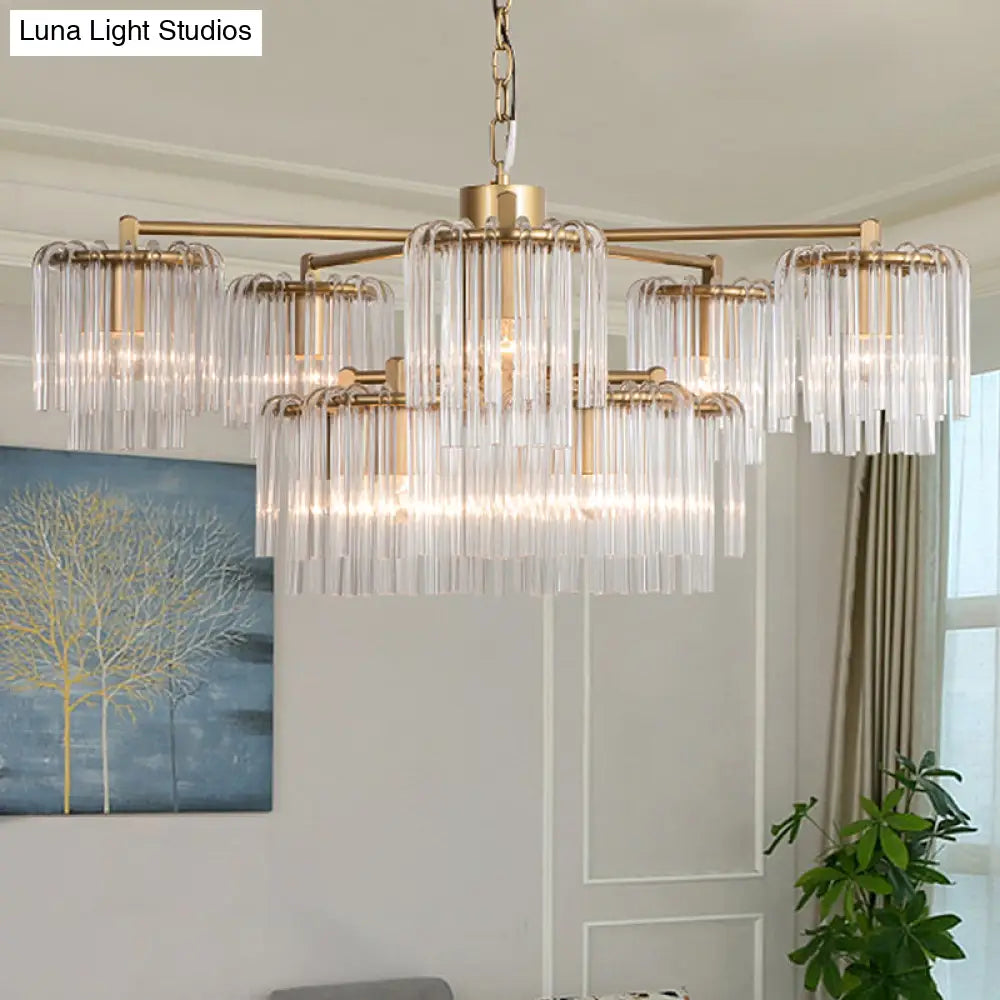 Gold Rustic Chandelier Pendant Light With Crystal Circular Design - 6/7/10 Lights For Bedroom