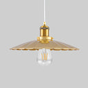 Gold Scalloped Edge Pendant Light - Loft Metallic 1 Bulb Hanging Fixture Coffee Shop Style 12/14
