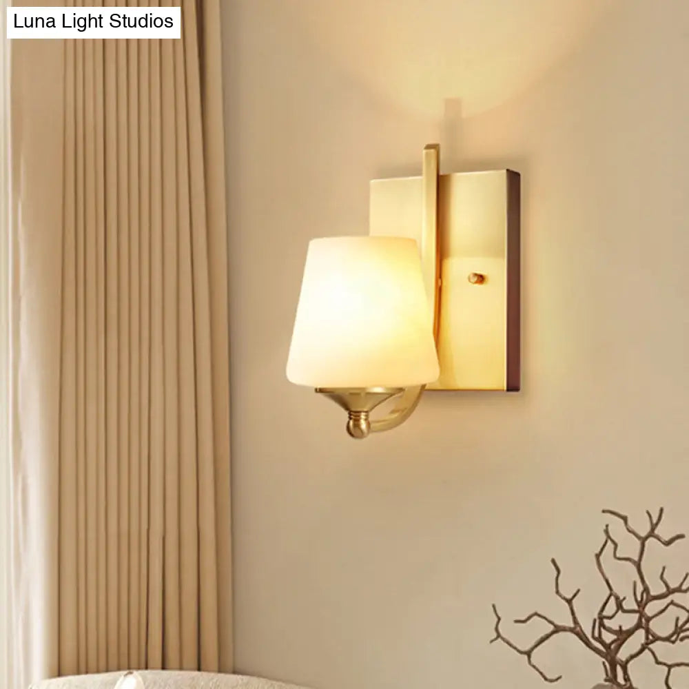Gold Shaded Wall Mount Light Fixture With Glass Shade
