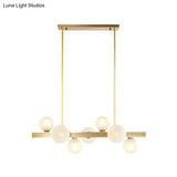 Gold Simplicity Globe Pendant Lamp: Frosted Glass Dining Room Island Lighting