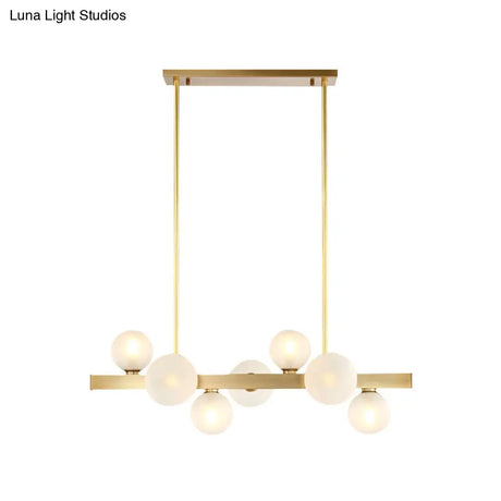 Gold Simplicity Globe Pendant Lamp: Frosted Glass Dining Room Island Lighting