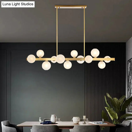 Gold Simplicity Globe Pendant Lamp: Frosted Glass Dining Room Island Lighting
