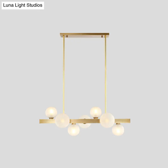 Gold Simplicity Globe Pendant Lamp: Frosted Glass Dining Room Island Lighting 7 /