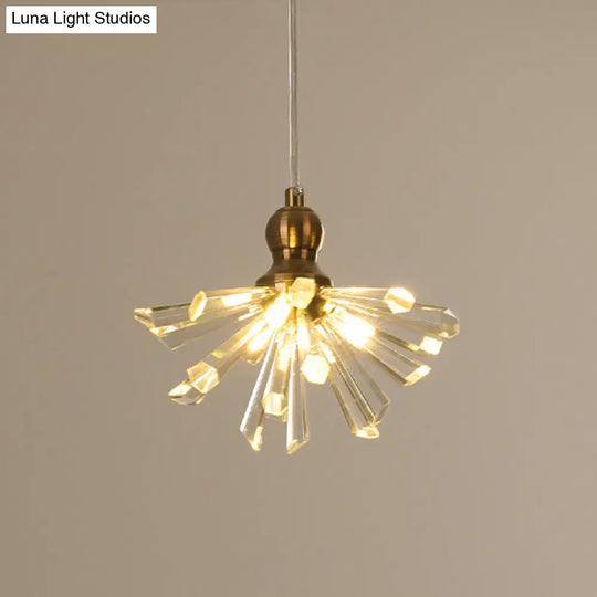 Gold Glass Sputnik Pendant Light With Clear Crystal Accents - Modern Suspension Fixture (3/6 Heads)
