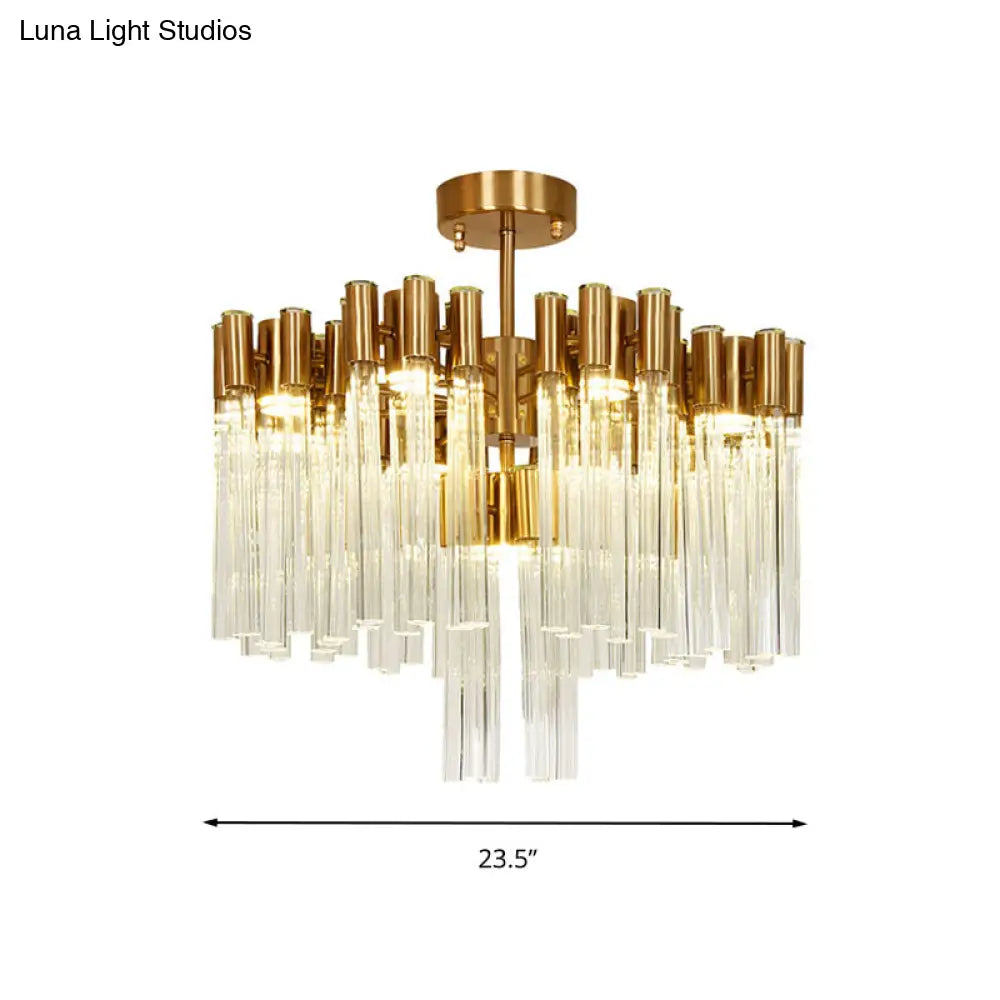 Gold Sputnik Semi Flush Mount Ceiling Light: Postmodern Design With 7 Heads & Crystal Accents