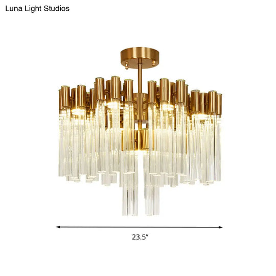Gold Sputnik Semi Flush Mount Ceiling Light: Postmodern Design With 7 Heads & Crystal Accents
