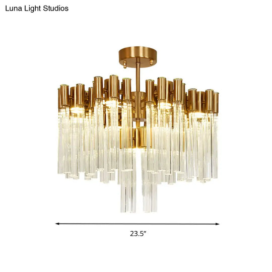 Gold Sputnik Semi Flush Mount Ceiling Light: Postmodern Design With 7 Heads & Crystal Accents