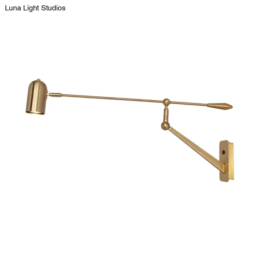 Gold Swing Arm Wall Sconce For Bedroom & Living Room