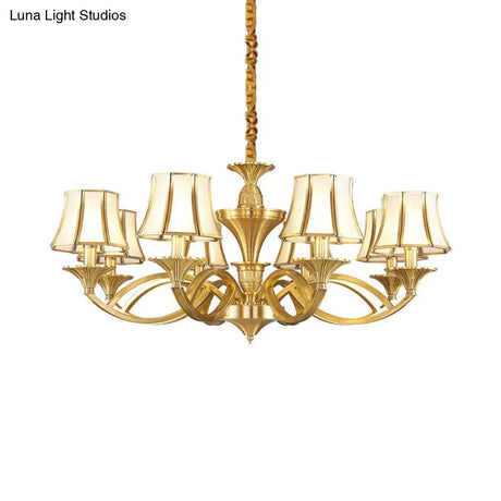 Gold Taper Shaped Glass Chandelier Pendant: Classic Living Room Lighting
