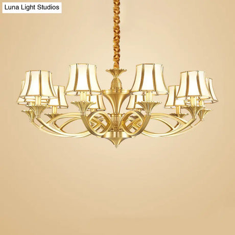 Gold Taper Shaped Glass Chandelier Pendant: Classic Living Room Lighting