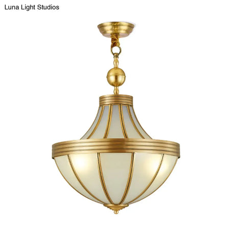 Gold Teardrop Chandelier Pendant Light With Sandblasted Glass - 3 Lights For Dining Room