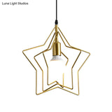 Gold Triple Star Pendant Light With Industrial Single Ceiling Mount