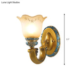 Gold Wall Mounted Lamp Antique Opal Glass Sconce Light Fixture