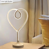 Gold/White Led Living Room Desk Light With Heart Acrylic Shade: Contemporary Task Lighting