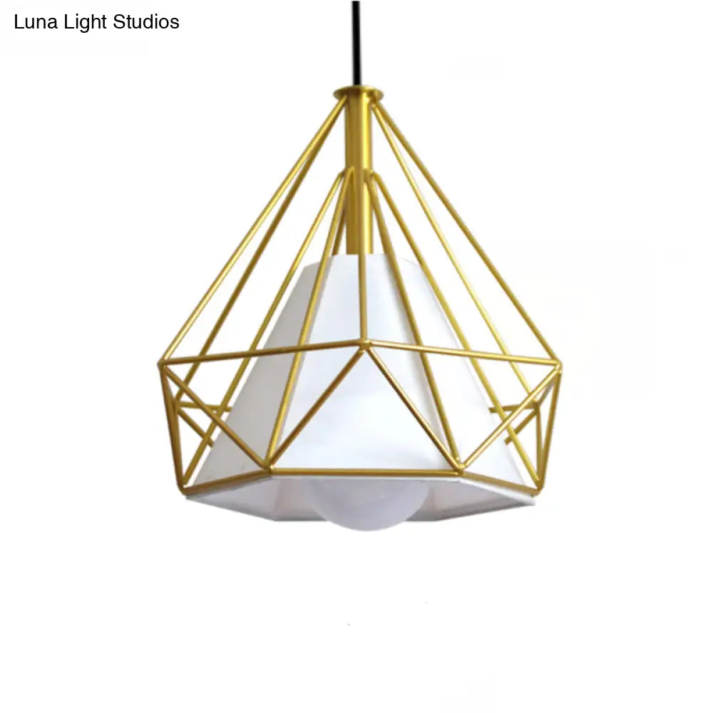 Gold Wire Cage Pendant Light - Nordic Style Ceiling Lamp For Dining Room