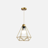 Gold Wire Cage Pendant Light - Nordic Style Ceiling Lamp For Dining Room / Bottle