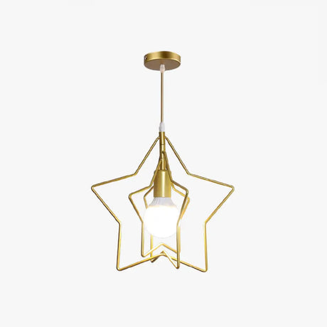Gold Wire Cage Pendant Light - Nordic Style Ceiling Lamp For Dining Room / Star