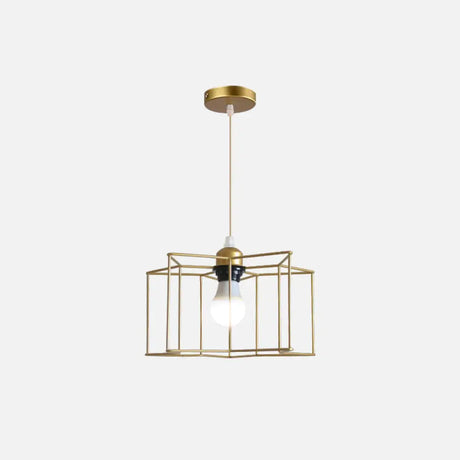 Gold Wire Cage Pendant Light - Nordic Style Ceiling Lamp For Dining Room / Starfish