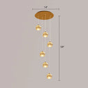 Golden Cluster Pendant Light With Faceted Cut Crystal Ball Design For Stairway Illumination 6 / Gold