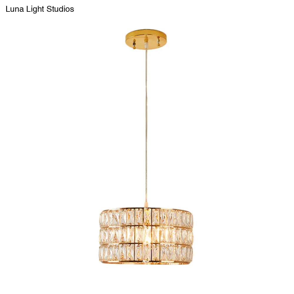 Contemporary Crystal Drum Pendant Light For Stylish Dining Rooms