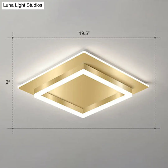 Golden Flush Mount Led Lamp: Minimalist Metal Ceiling Light For Bedroom Gold / 19.5’ White