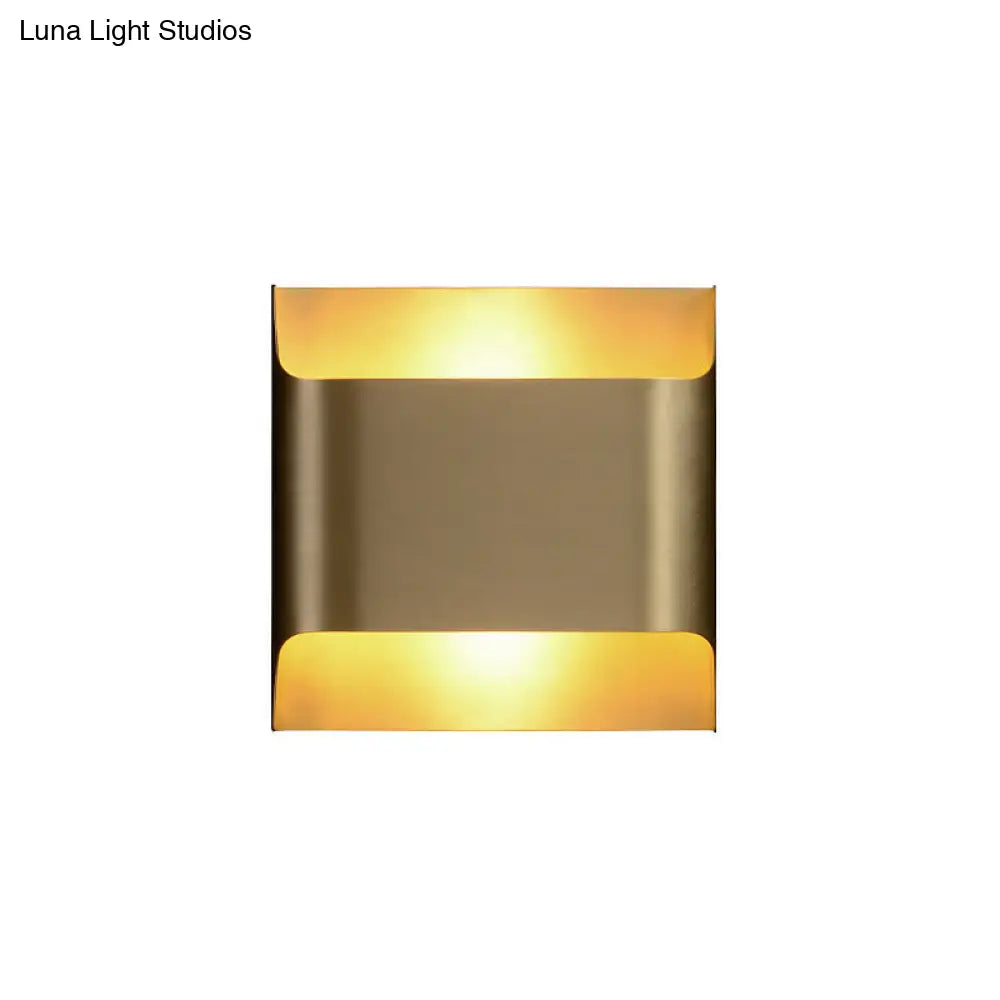 Golden Flush Wall Sconce - Modern Metal Light For Stairs