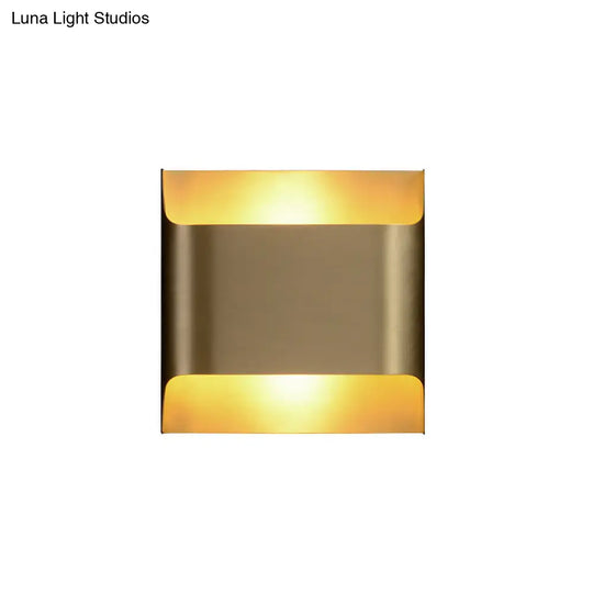 Golden Flush Wall Sconce - Modern Metal Light For Stairs