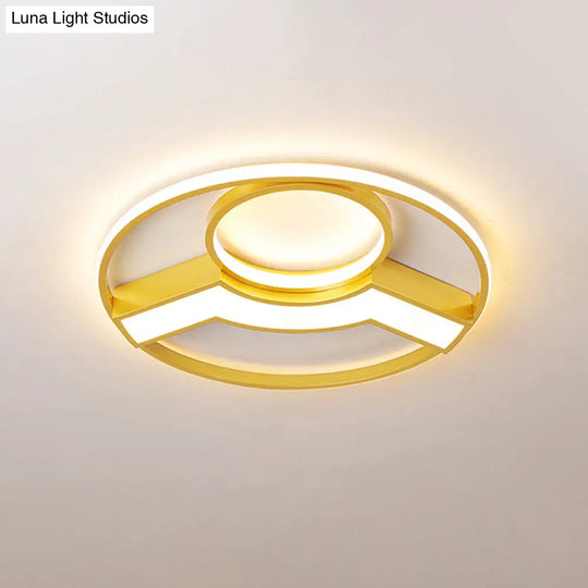Golden Hoop Led Ceiling Light - Modern Creative Acrylic Flush Mount Warm/White Light