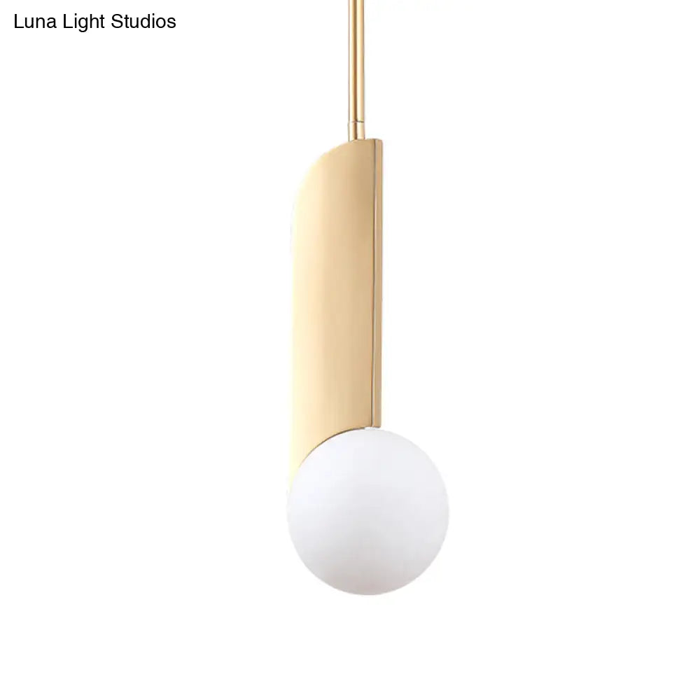 Golden Ivory Glass Pendant Light With Colonial Spherical Design - Ideal For Living Rooms