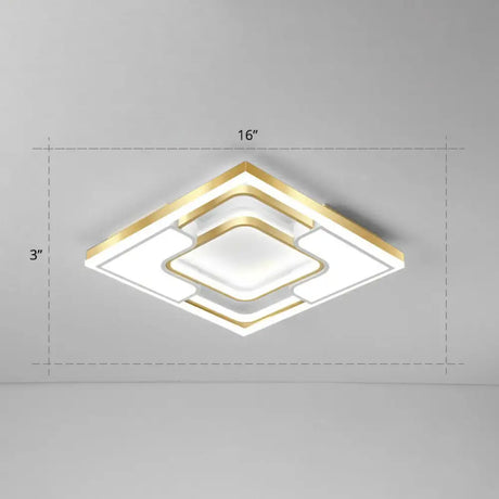 Golden Led Flush Mount Ceiling Light With Metallic Frame - Modern Lighting For Living Room Gold /