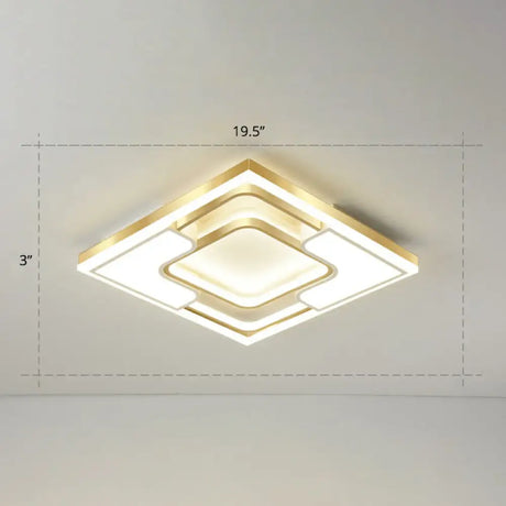 Golden Led Flush Mount Ceiling Light With Metallic Frame - Modern Lighting For Living Room Gold /