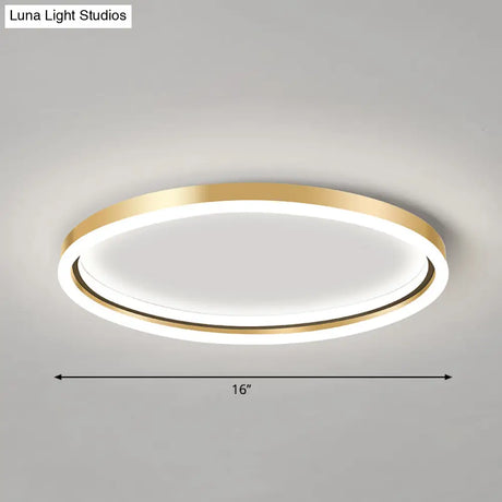 Golden LED Flush Mounted Lamp for Bedroom - Simplicity Aluminum Ring Ceiling Flush Mount Light