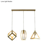 Golden Metal Farmhouse Hanging Lamp With 3 Lights: Stylish Living Room Suspended Light