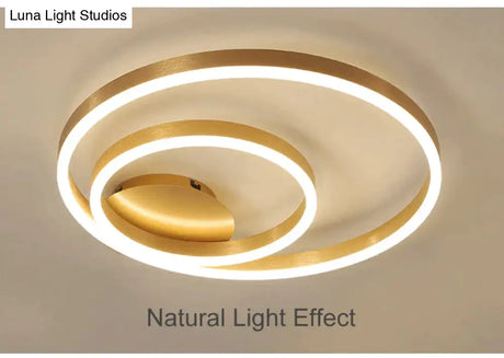 Golden Round Iron Led Ceiling Lights For Living Room Bedroom Indoor Home Lustre Lighting Fixtures