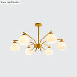 Grace - Opal Sphere Shade Living Room Chandelier Glass 6/8 Lights Macaron Stylish